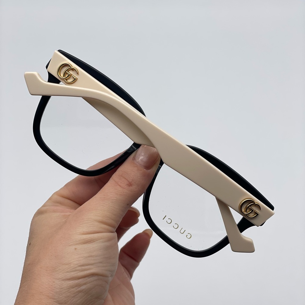 BRAND NEW GUCCI GG0958O 005 Black/White Transparent Women Eyeglasses - Picture 9 of 11